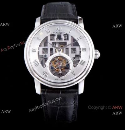 Super Clone Blancpain Fantasy Swiss Tourbillon White Dial Watch 43mm Men